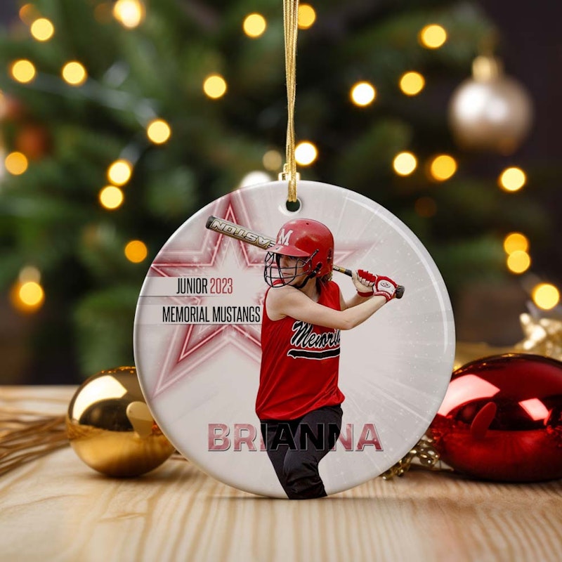 custom softball christmas ornament